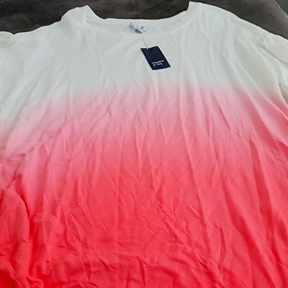 Crown & Ivy puff slv swtshirt Large